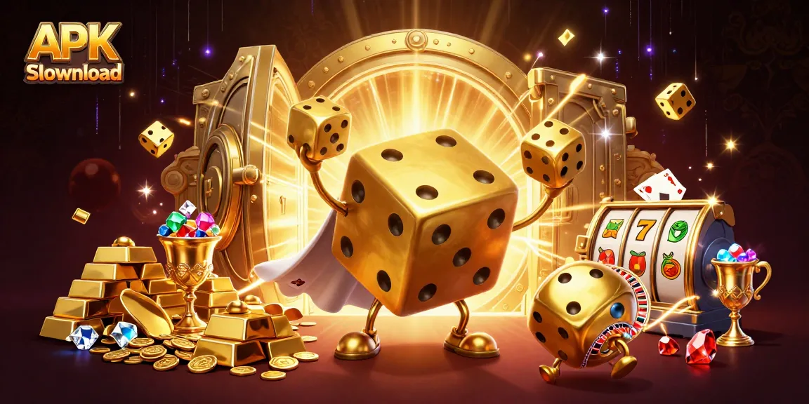 Enjoy thrilling gameplay with APK Slot Download featuring a dynamic casino scene full of vibrant elements.