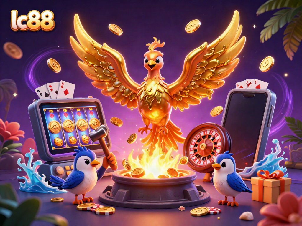 Experience the dynamic lc88 casino world with a molten metal phoenix and rich gaming elements.