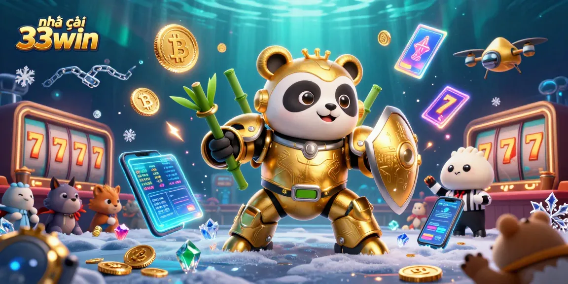 Engage with the vibrant world of nhà cái 33win through this dynamic casino illustration featuring a golden panda and epic gaming elements.