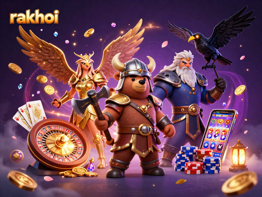 Experience thrilling gameplay with rakhoi in this vibrant 3D casino illustration.